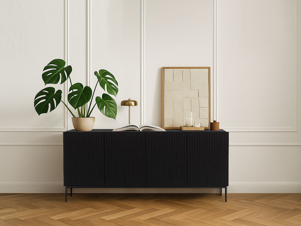 Buffet 4 portes 200 cm KASHA Pieds noir