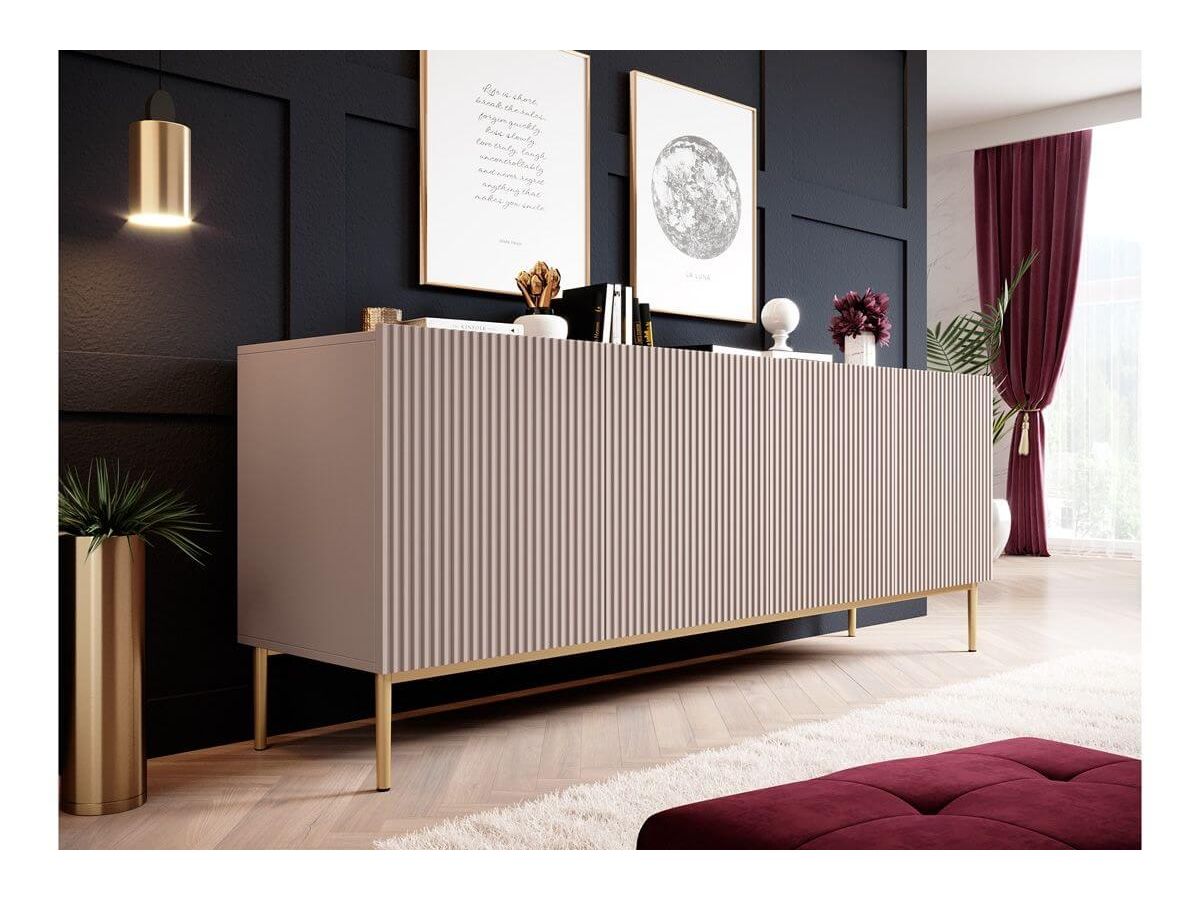 Buffet 4 portes 200 cm KASHA Pieds or