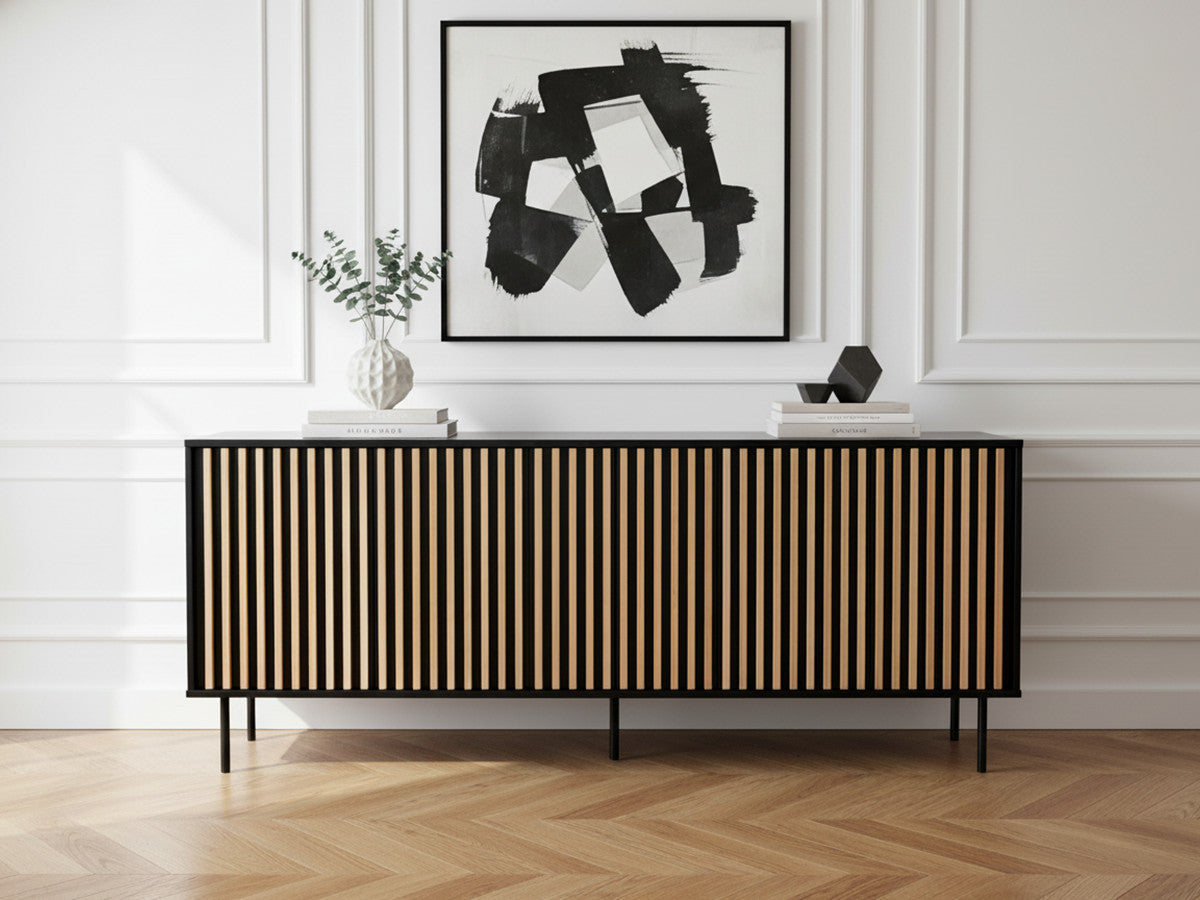 5-deurs dressoir 220 cm CORNEILLE massief grenen klampen