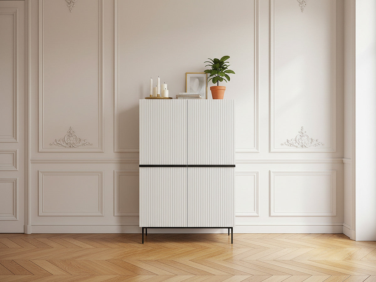 KASHA 100 cm 2-deurs hoog dressoir met zwarte poten