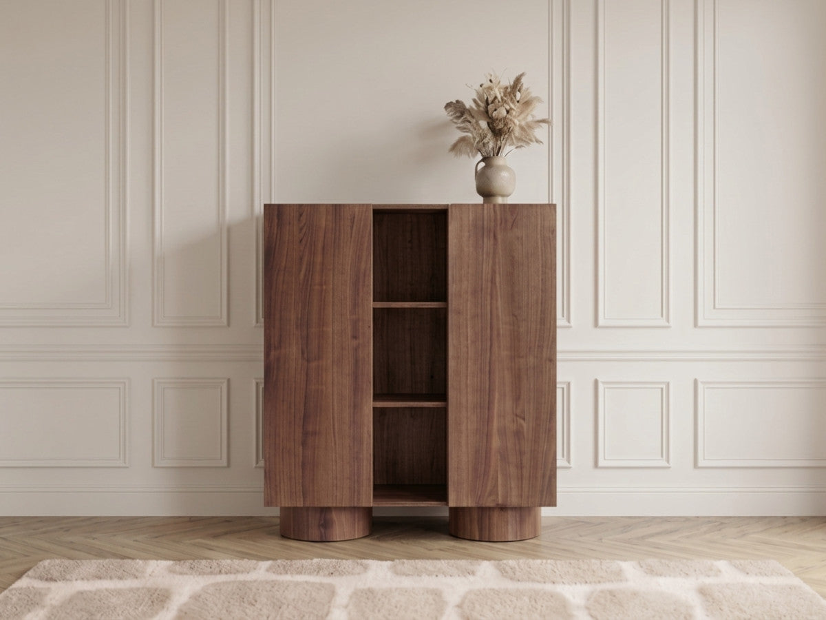 Buffet haut 2 portes 140 cm BOURBON placage noyer massif