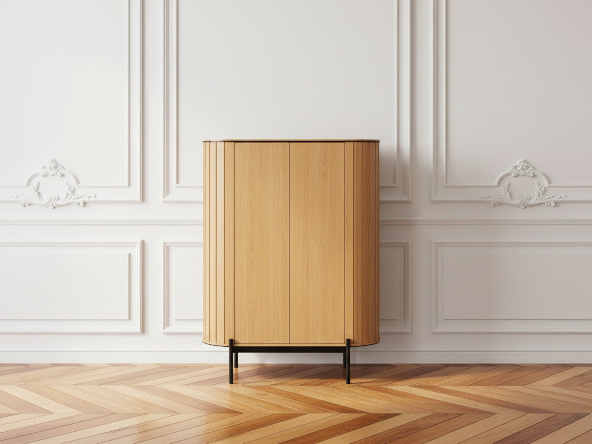 Buffet haut arrondi 2 portes 107 cm AMBOISE couleur chêne