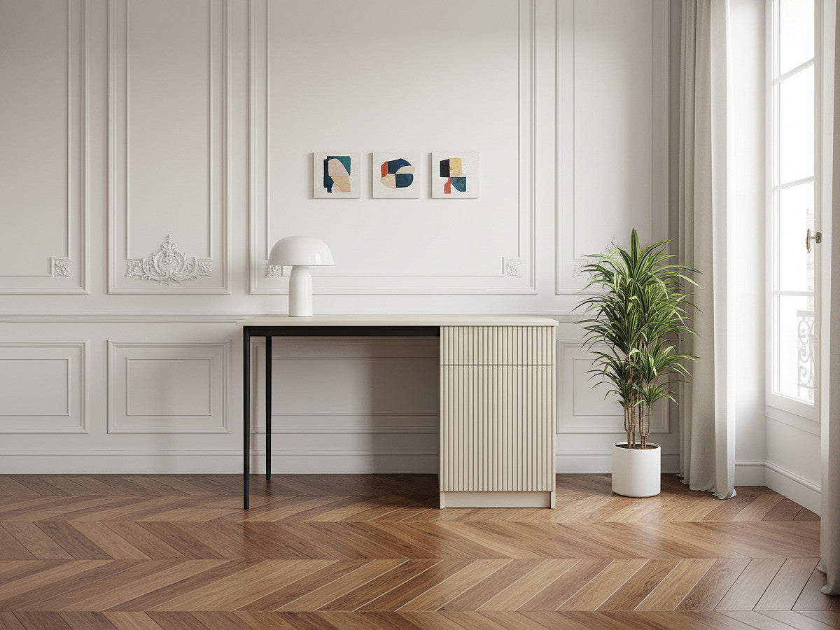 Bureau 1 porte et 1 tiroir KASHA pieds noirs