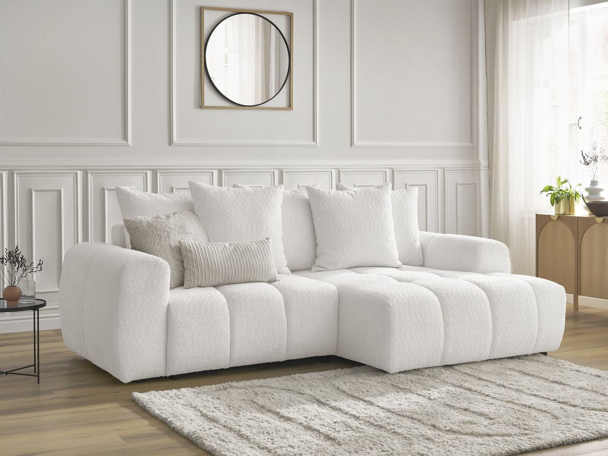 ROXELANE omvormbare hoekbank met opbergvak in badstof