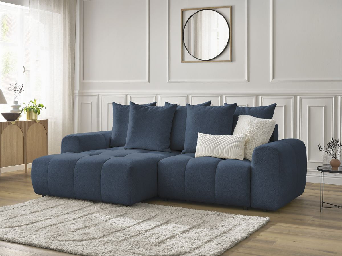 Canapé d'angle convertible coffre ROXELANE tissu chiné | BOBOCHIC