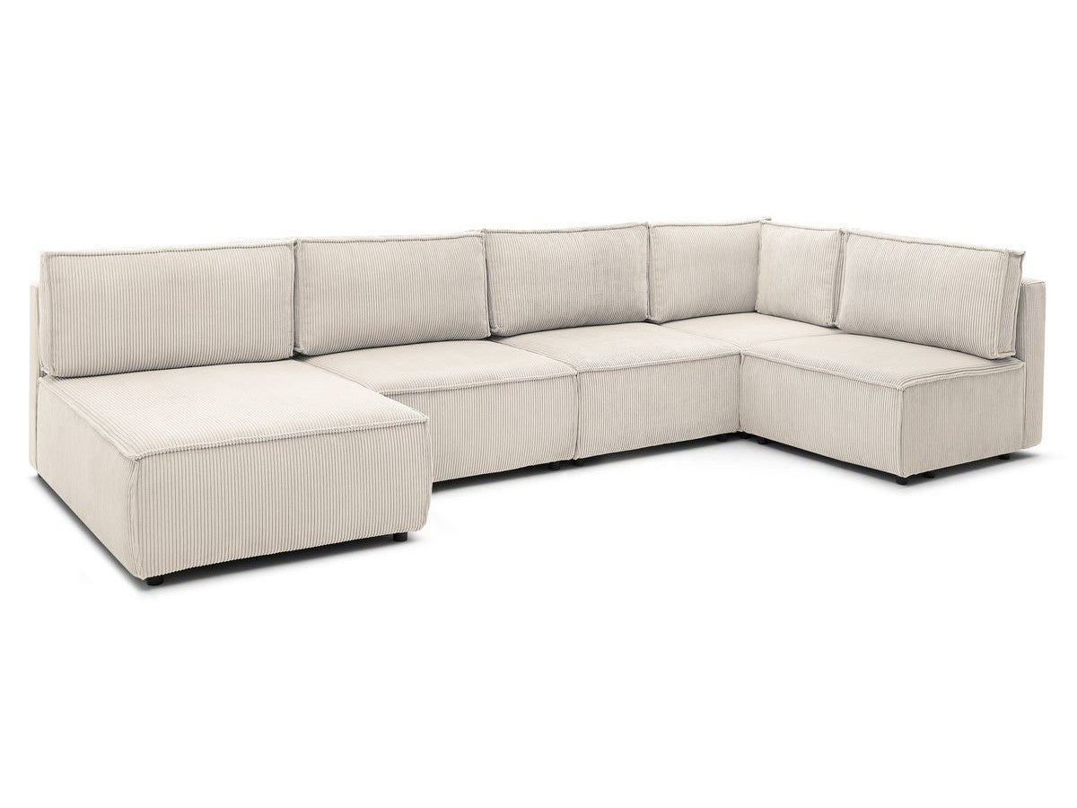 NIHAD 100% modulaire vaste hoekbank in corduroy stof met 3 fauteuils, 1 hoek en 1 chaise longue
