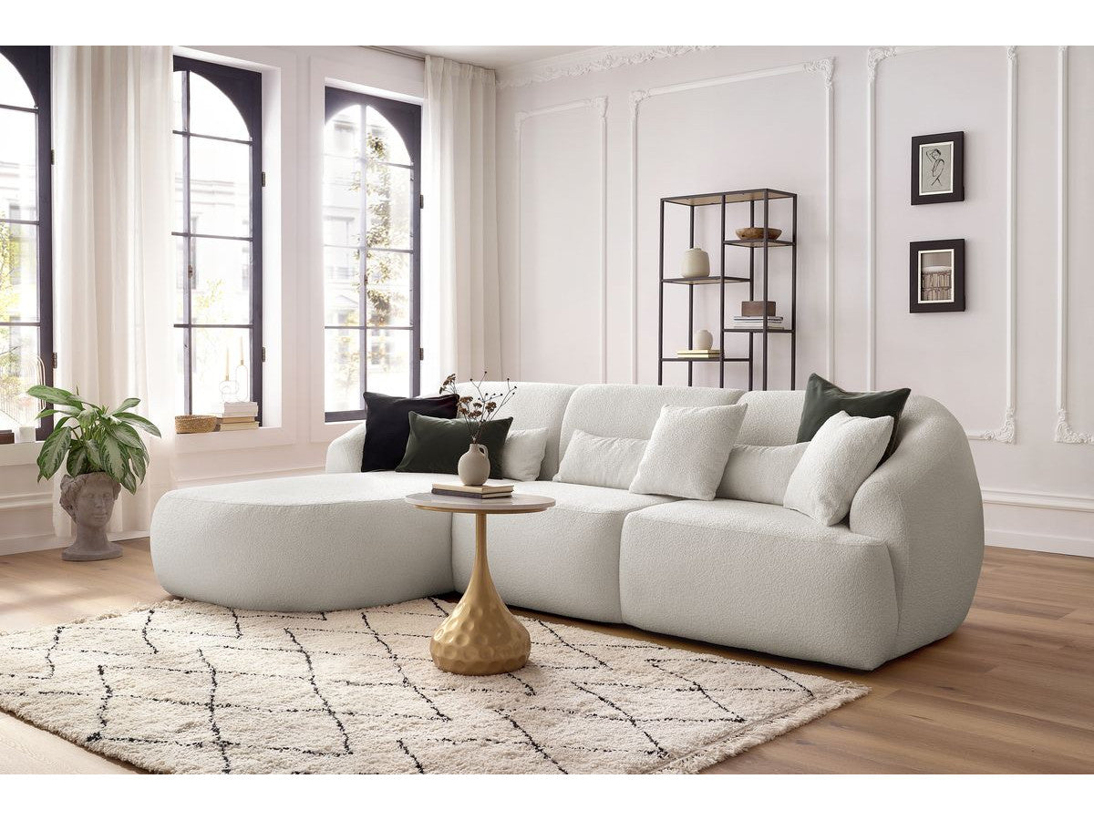 Canapé d'angle fixe ALESIA tissu bouclette