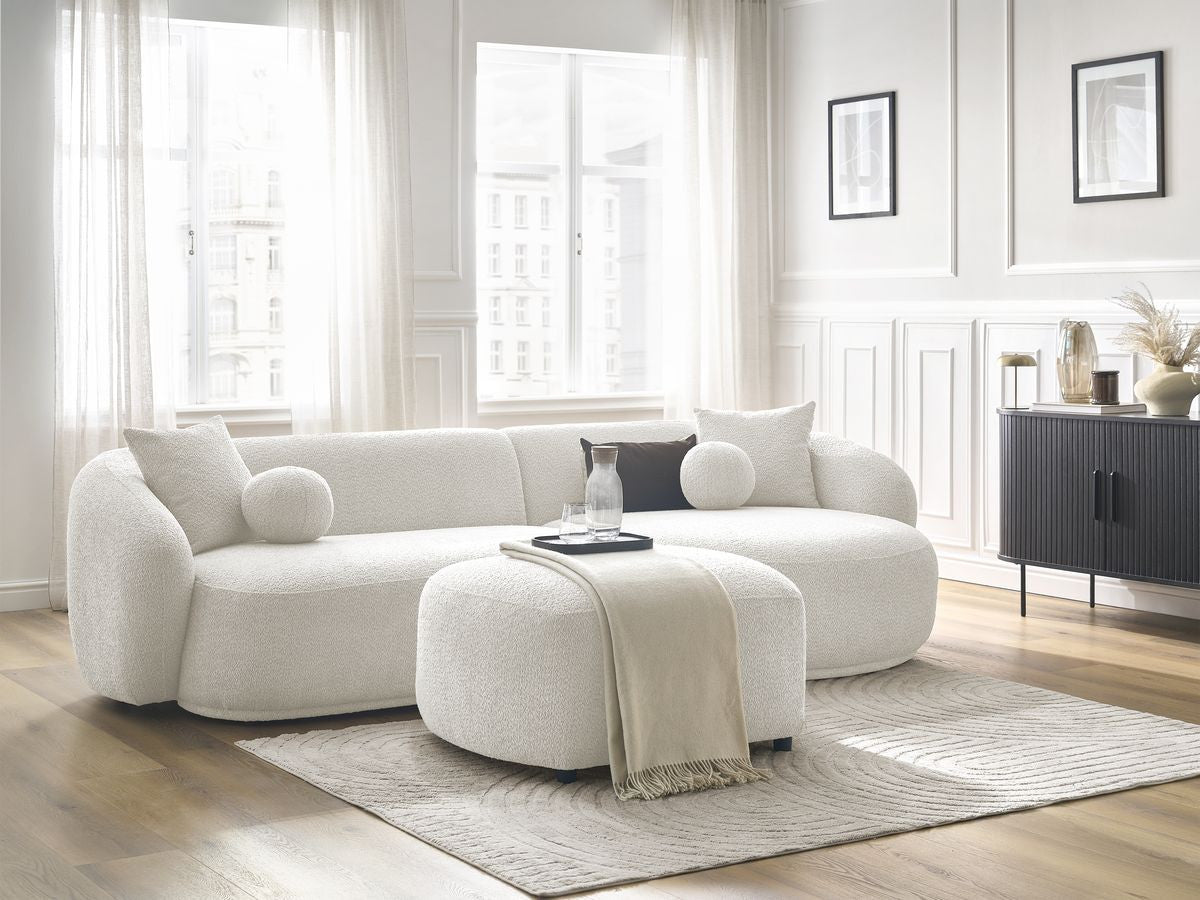 Canapé d'angle fixe ASHLEY avec pouf