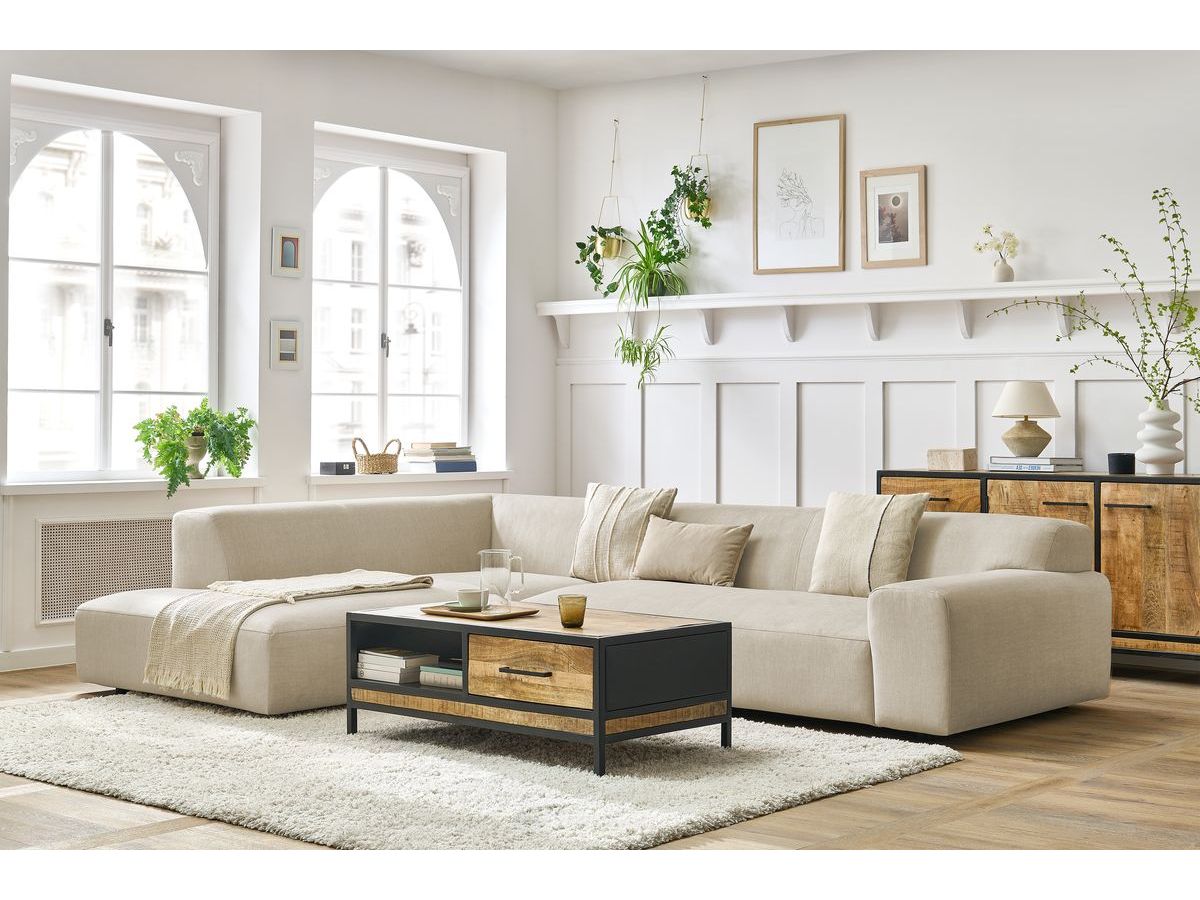 Canapé d'angle fixe LAVENA tissu velours