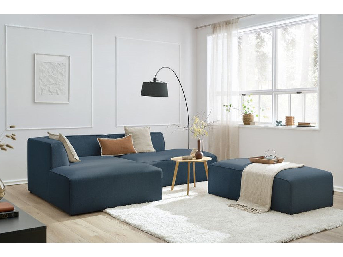 Canapé d'angle fixe modulable MEGEVE tissu chiné avec pouf