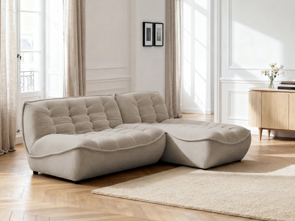 SERENA modulaire hoekbank met vaste hoek in gemęleerde stof