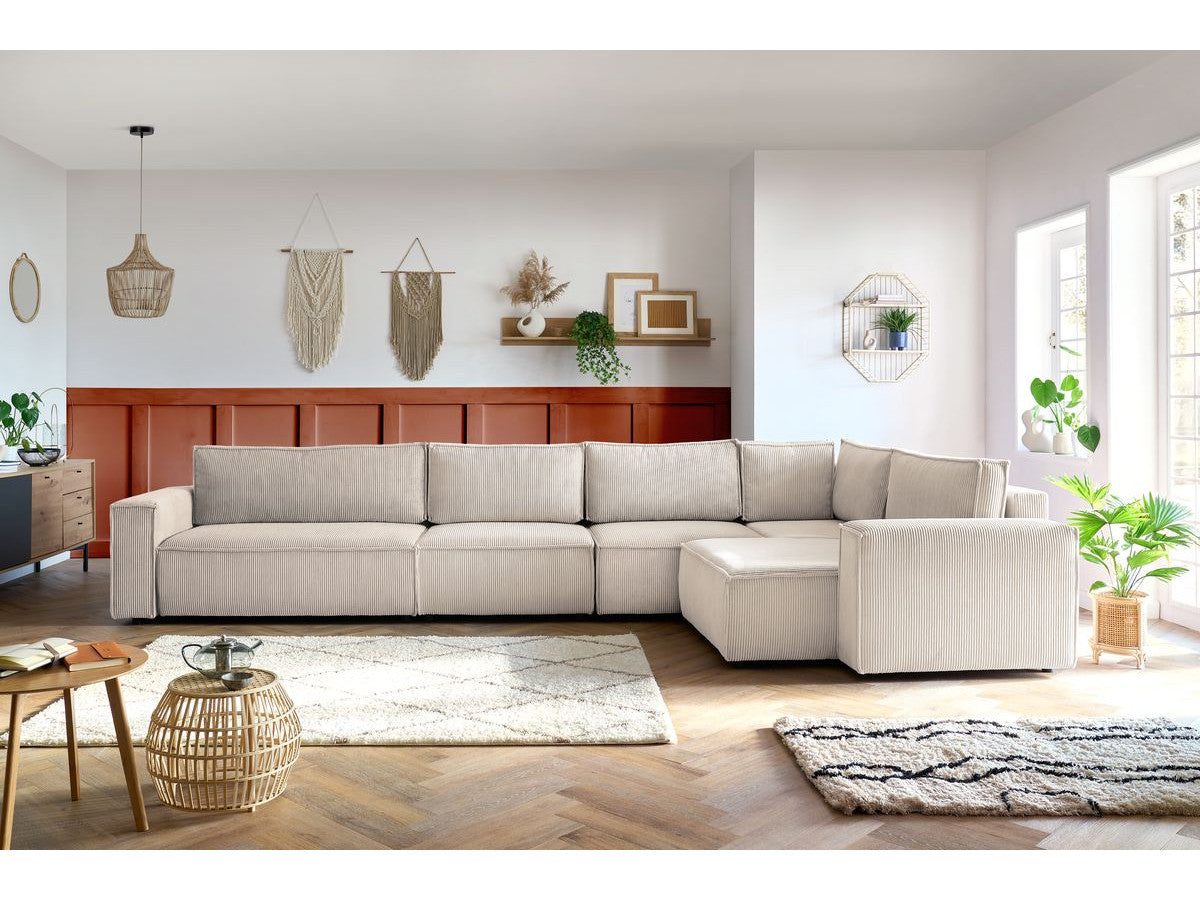 NIHAD XL modulaire vaste hoekbank in corduroy stof met 2-zits fauteuil