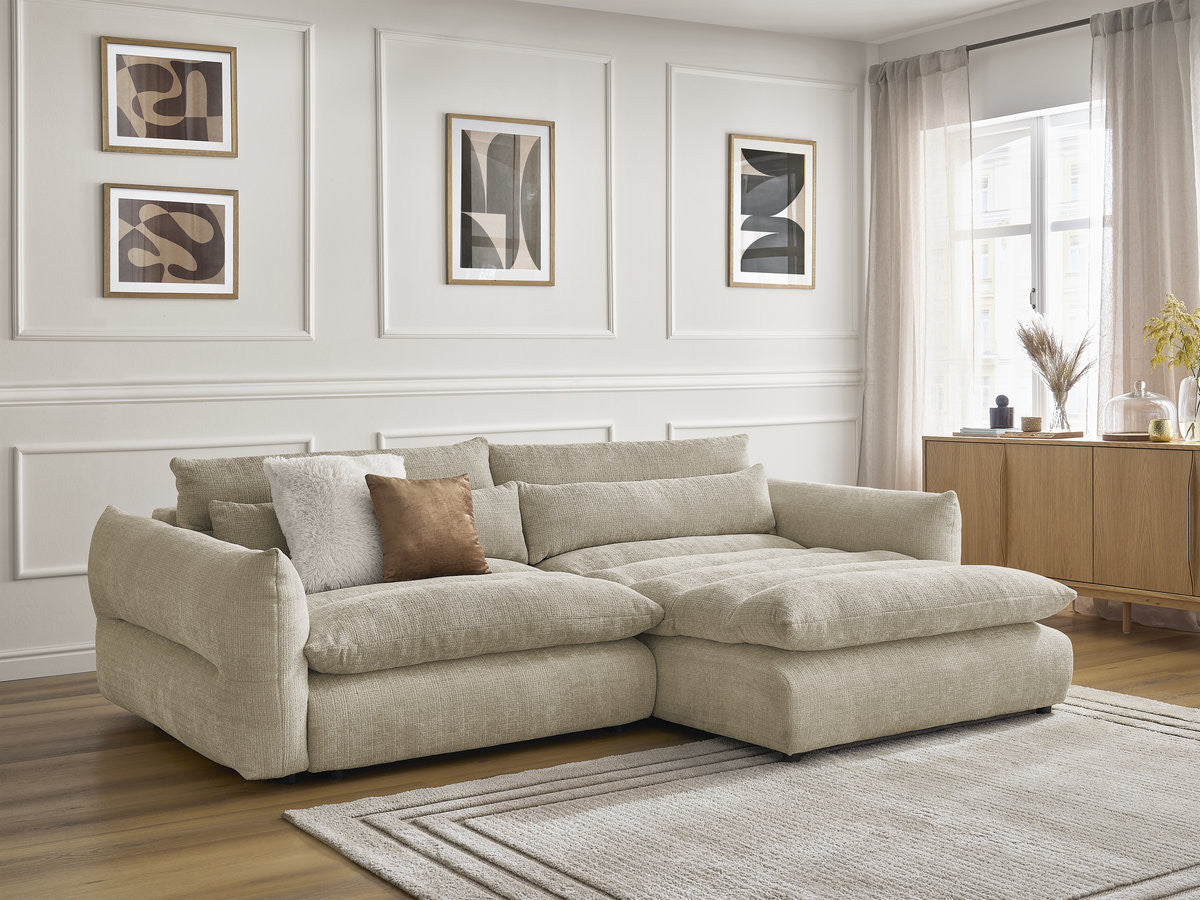 Canapé d'angle fixe NEIL tissu texturé
