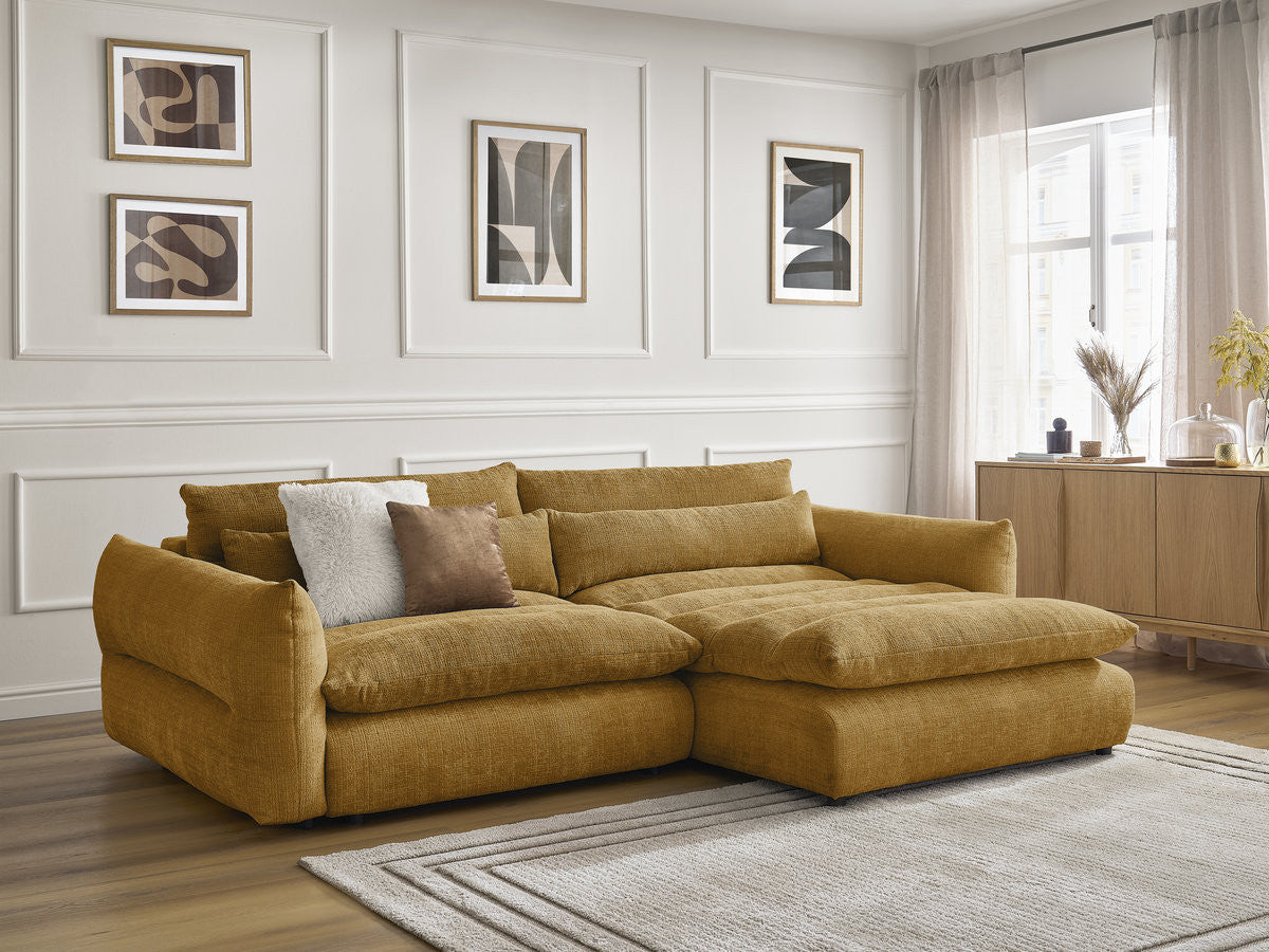 Canapé d'angle fixe NEIL tissu texturé