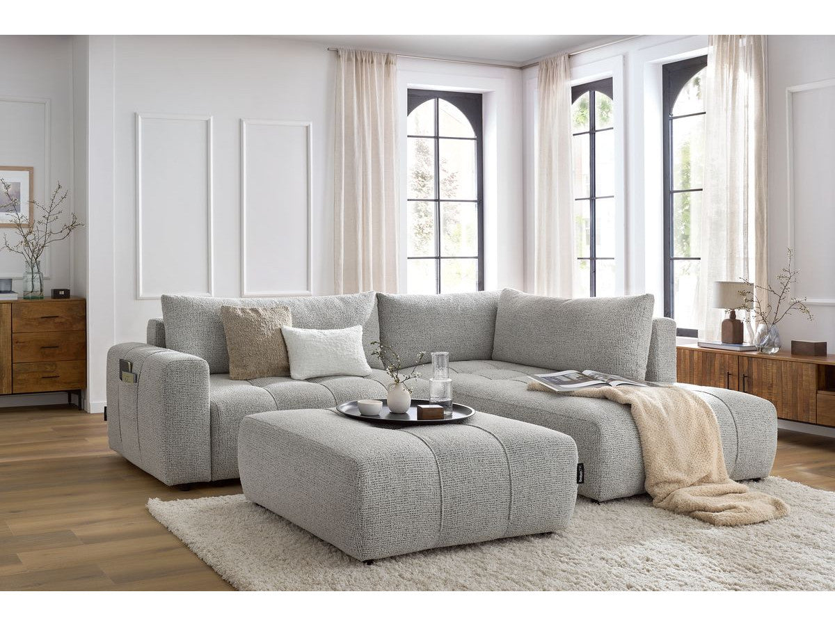 Canapé d'angle L convertible coffre ARSENE avec pouf