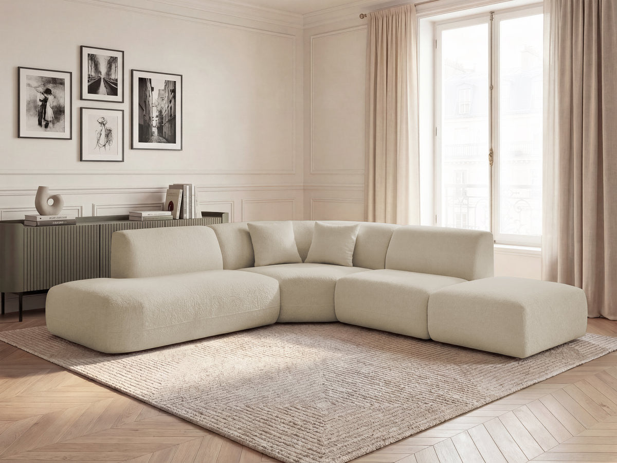 Canapé d'angle L fixe modulable ANDA tissu chenille