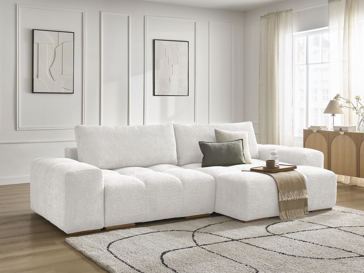 Canapé d'angle réversible ANAKIN tissu bouclette