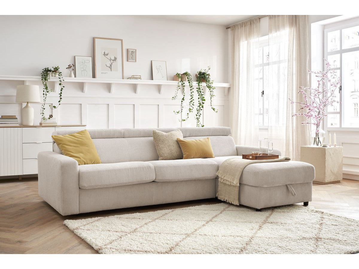 Canapé d'angle réversible convertible coffre MONACO velours côtelé