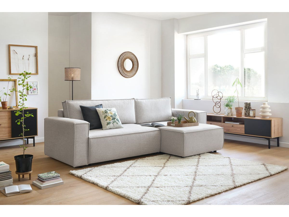 Canapé d'angle réversible convertible coffre NIHAD tissu