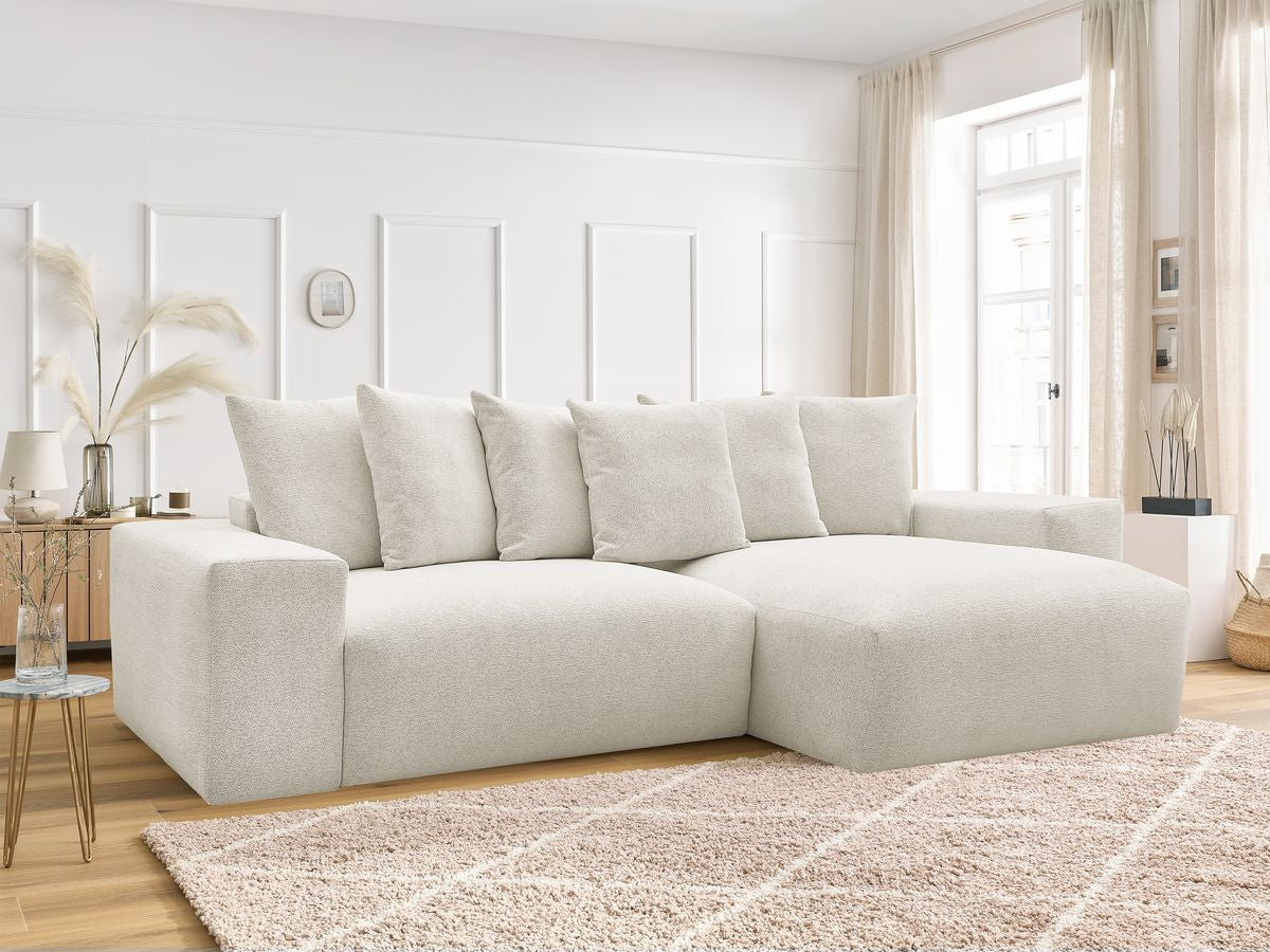 Canapé d'angle convertible réversible convertible coffre VOLTAIRE tissu chiné