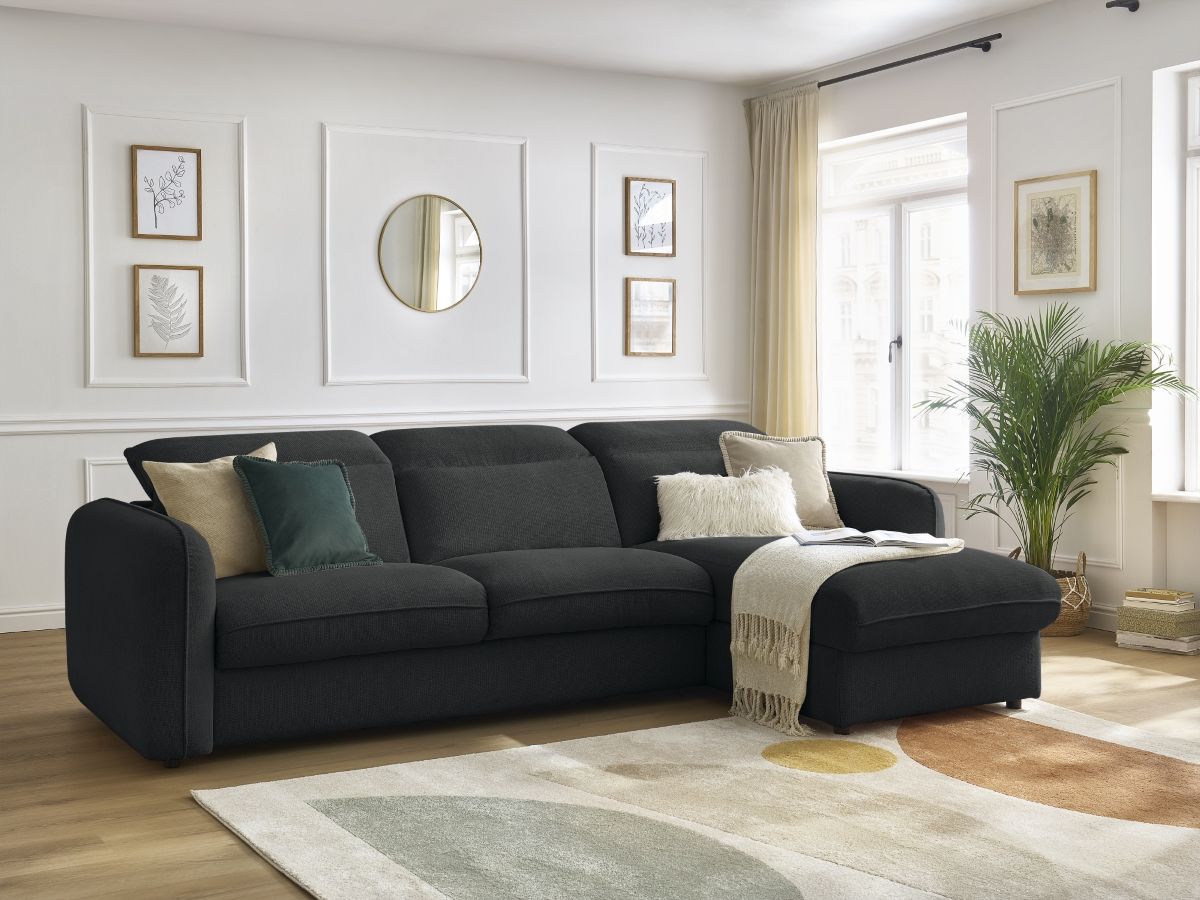 Canapé d'angle réversible convertible ouverture express coffre ACHILLE