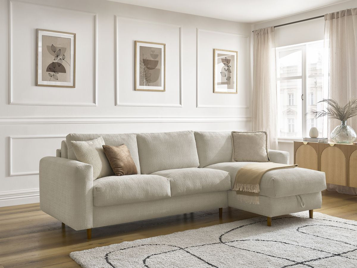 Canapé d'angle réversible convertible NOUVEAU COCOONE ouverture express tissu texturé