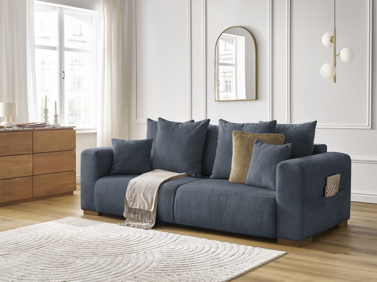 SIDONIE vaste 3-zits rechte bank in gem?leerde stof