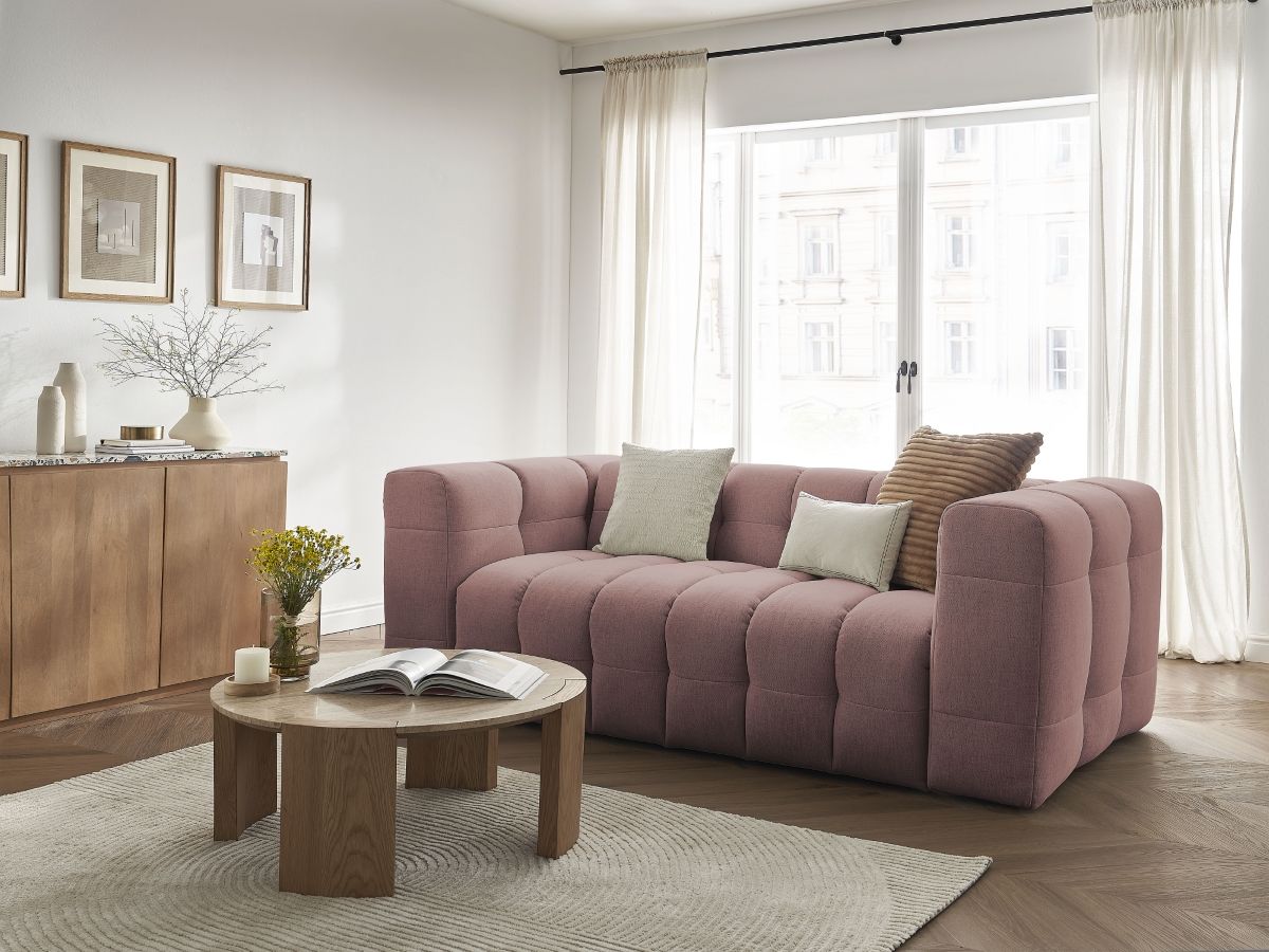 Canapé droit convertible 3 places CLOUD tissu lisse