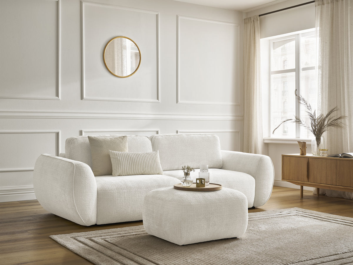 DENISE 3-zits rechte slaapbank in structuurstof met voetenbank