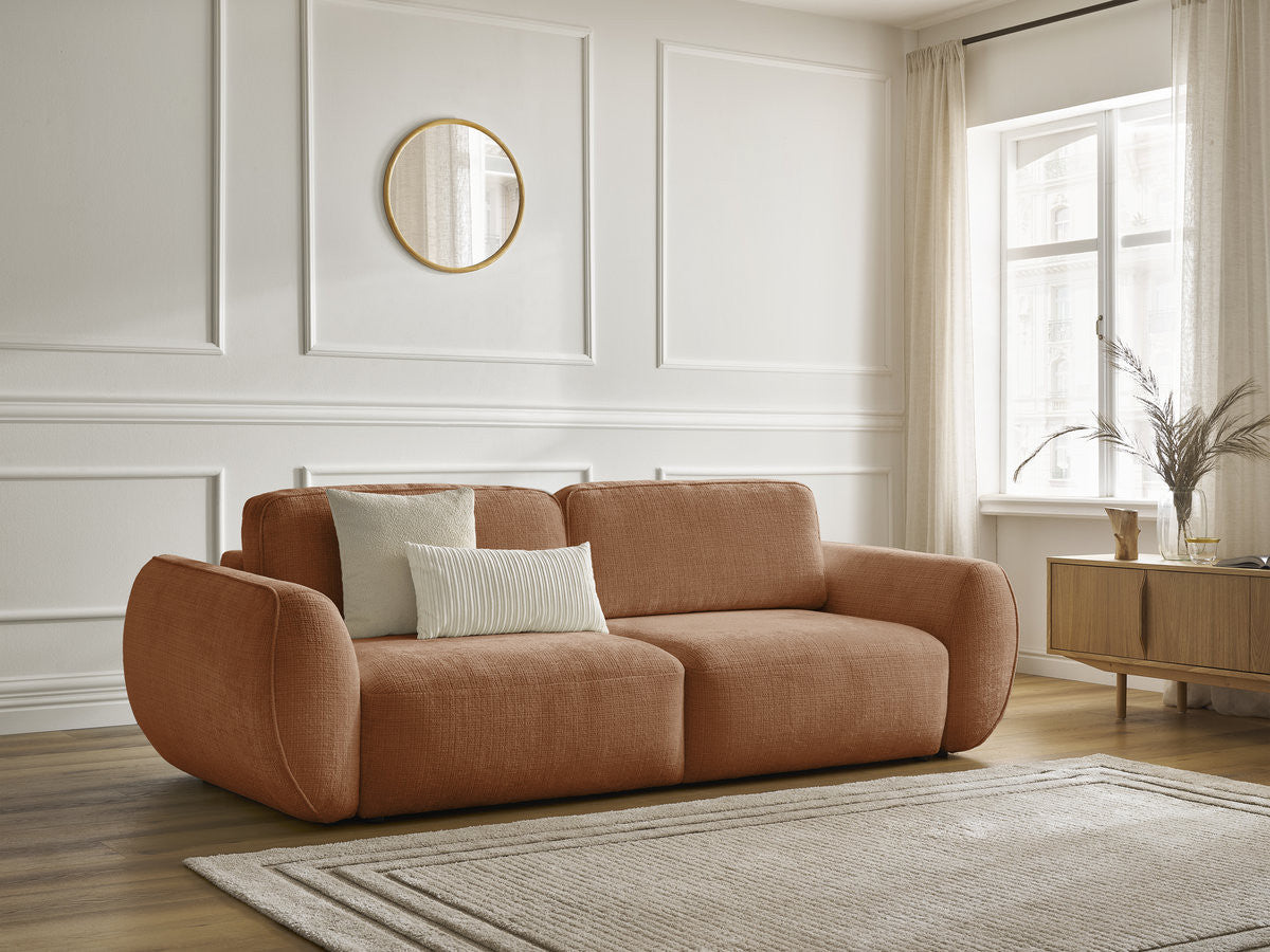 Canapé droit convertible 3 places DENISE tissu texturé