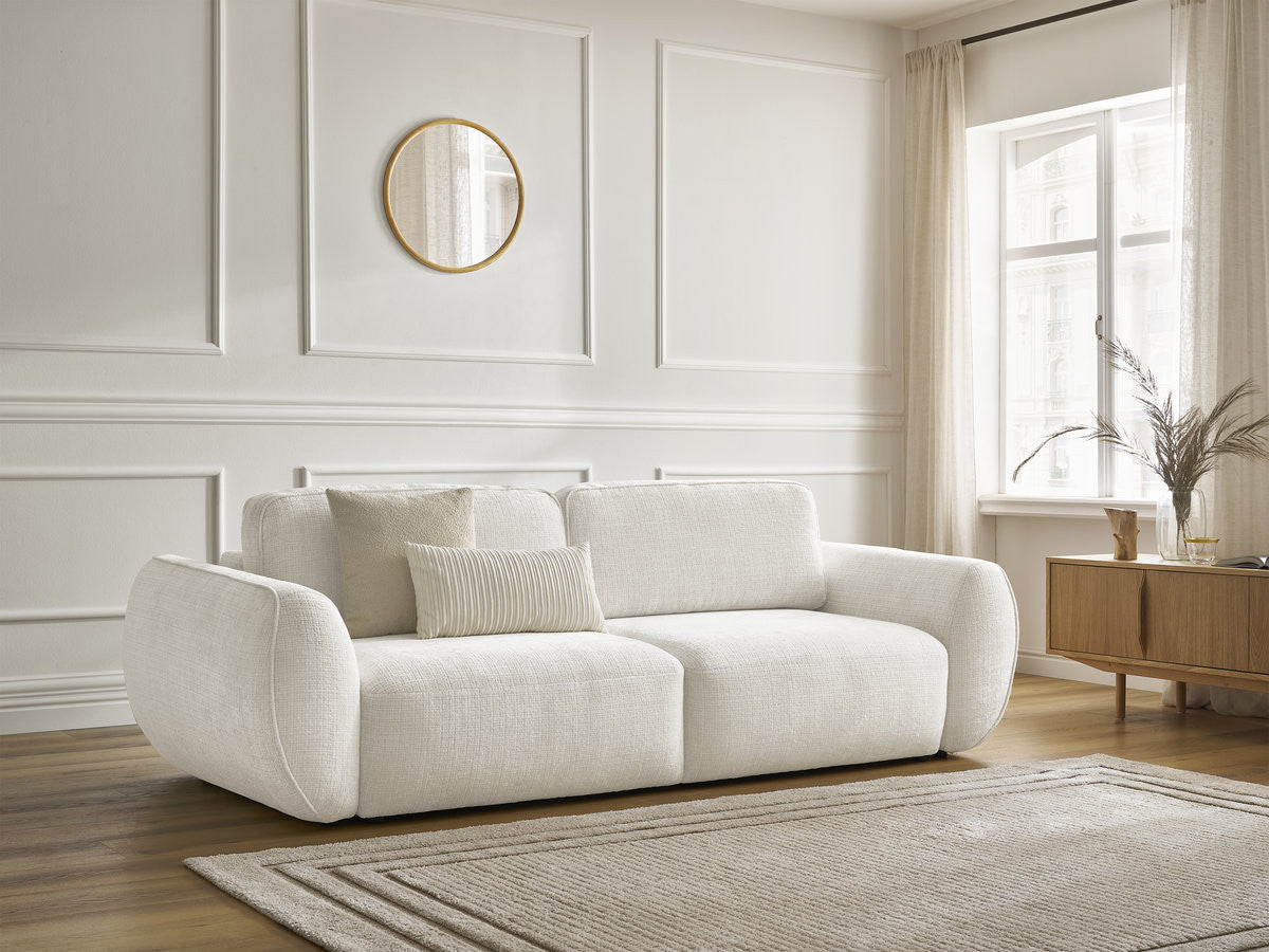 DENISE 3-zits rechte slaapbank in structuurstof