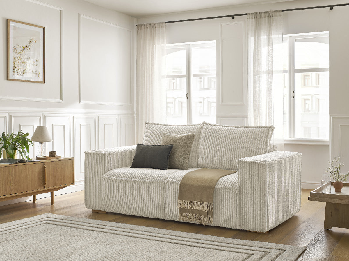 Canapé droit convertible CHELSEA ouverture express gros côtelé doux