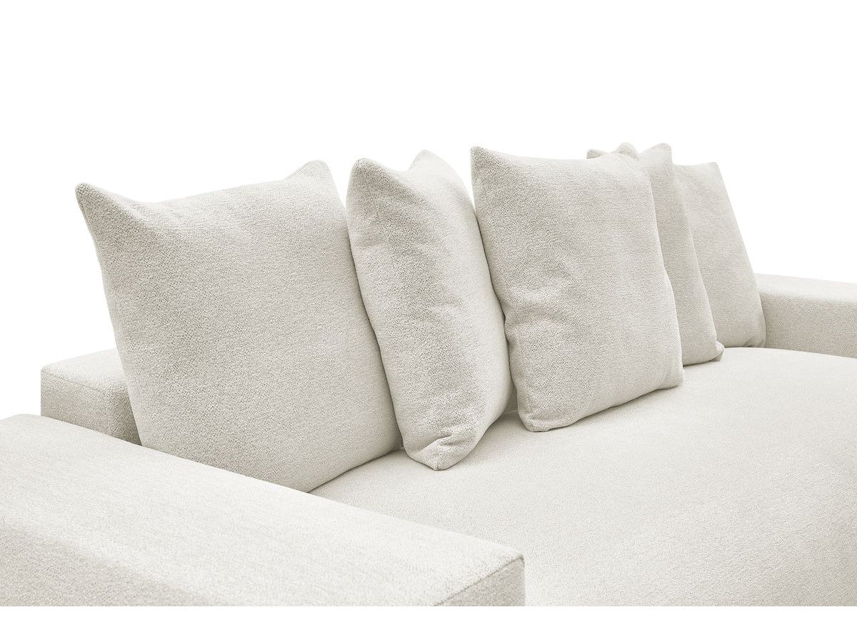 Canapé droit convertible coffre VOLTAIRE tissu chiné avec pouf