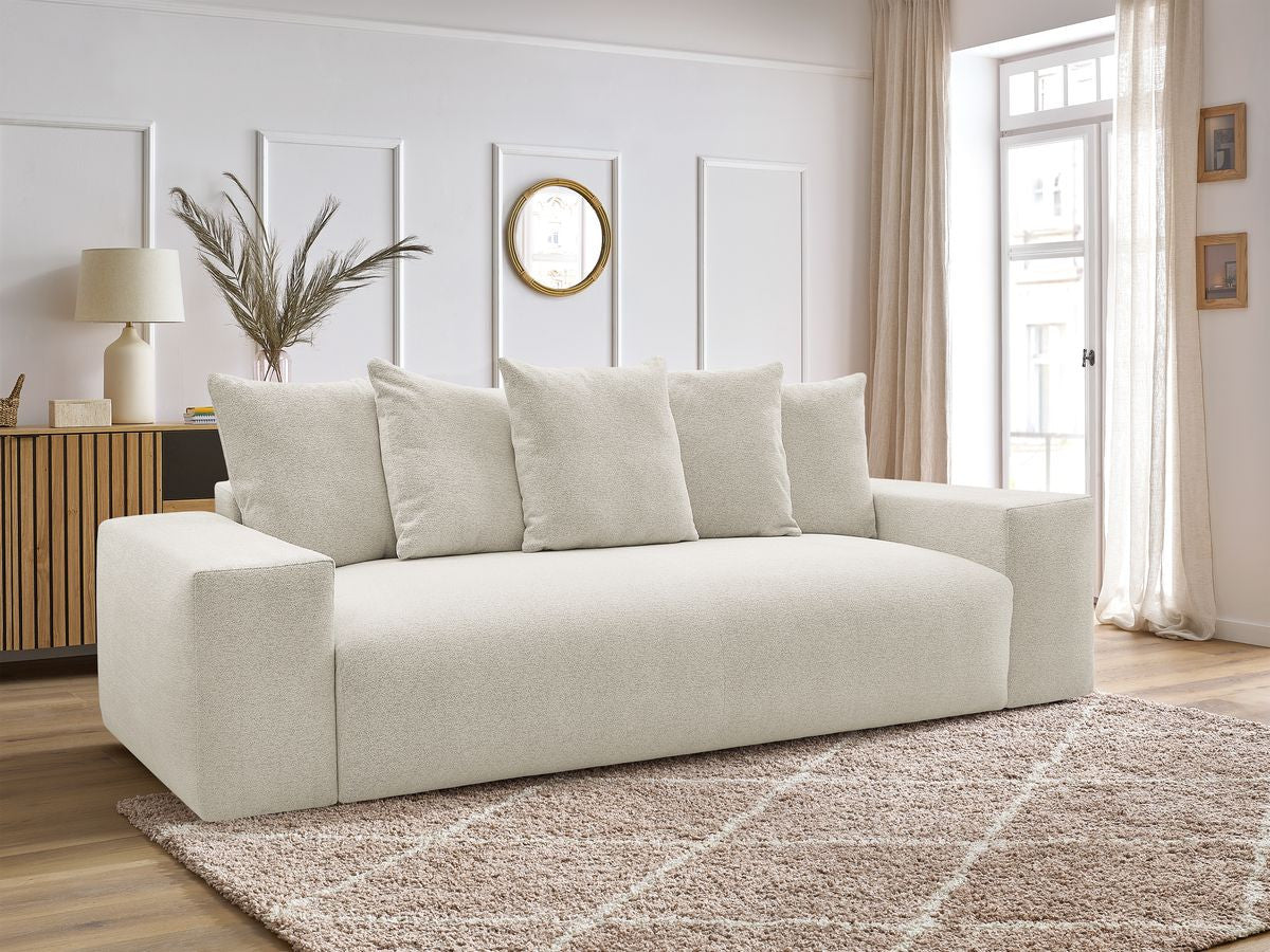 Canapé droit convertible coffre VOLTAIRE tissu chiné