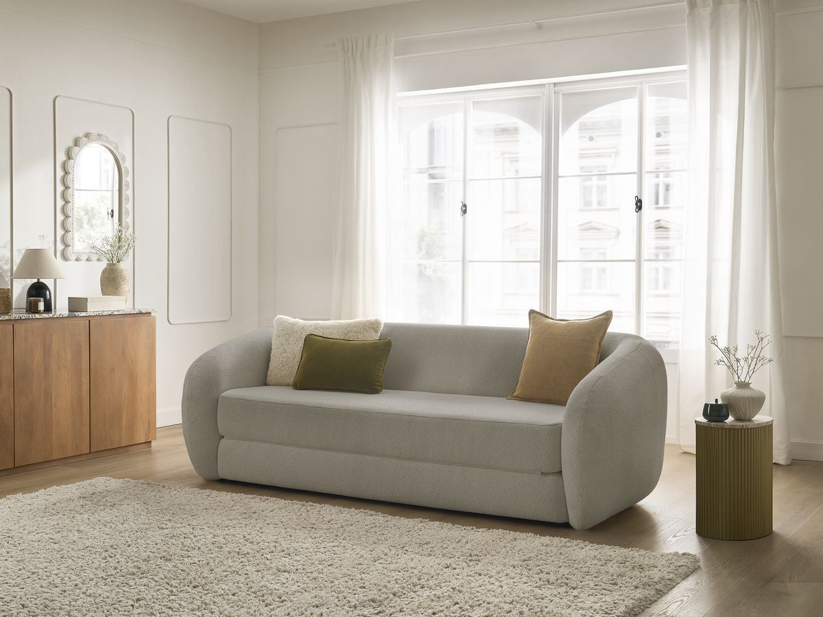 Canapé droit convertible déplimousse NEYO tissu bouclette