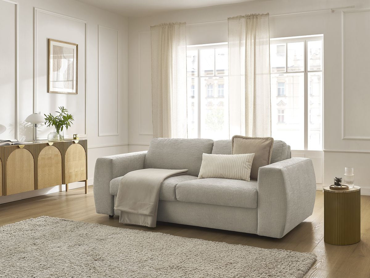 Canapé droit convertible HUGO ouverture express tissu texturé