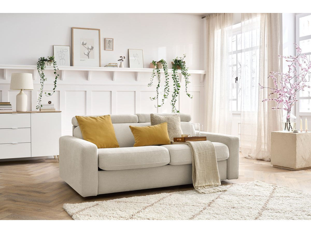 Canapé droit convertible MONACO ouverture express tissu lisse