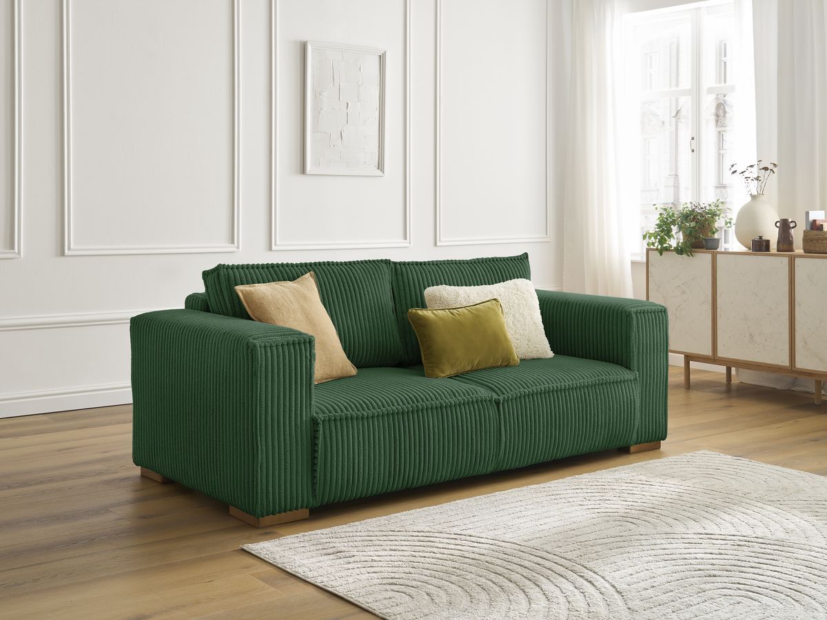 Canapé droit fixe 2 places CHELSEA gros côtelé doux