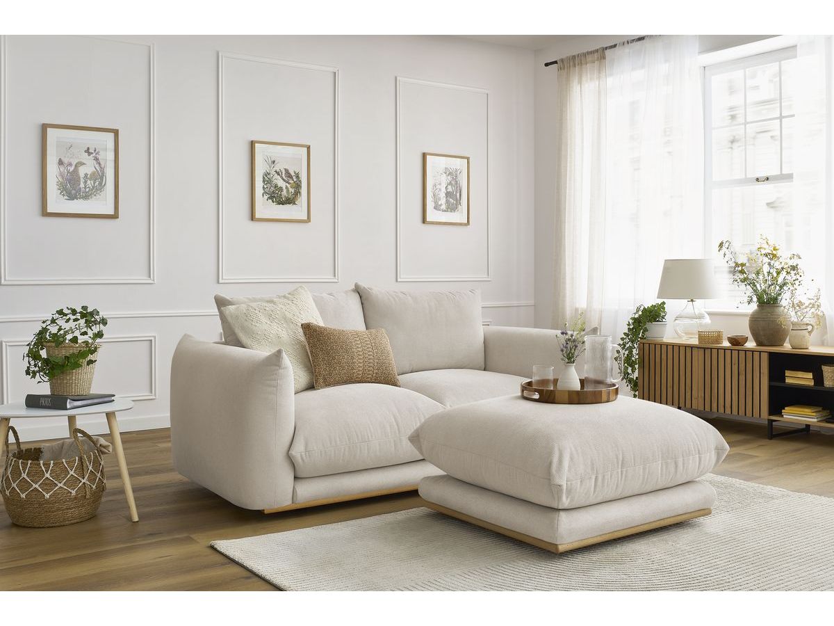 Canapé droit fixe 2 places ERNEST avec pouf