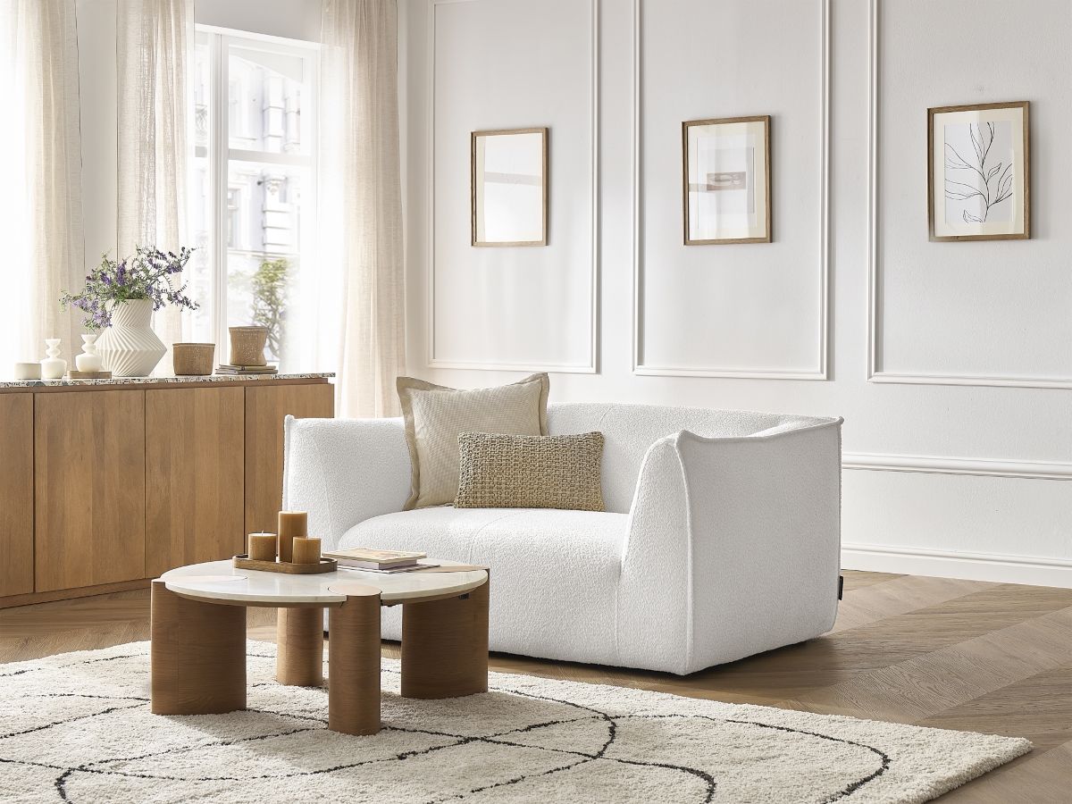 GIORGIA vaste 2-zits rechte bank in badstof