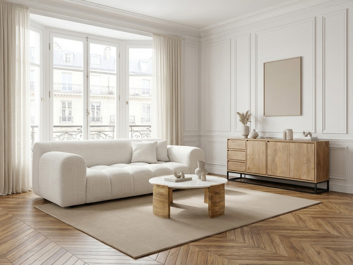 Canapé droit fixe 2 places MELISSE tissu texturé