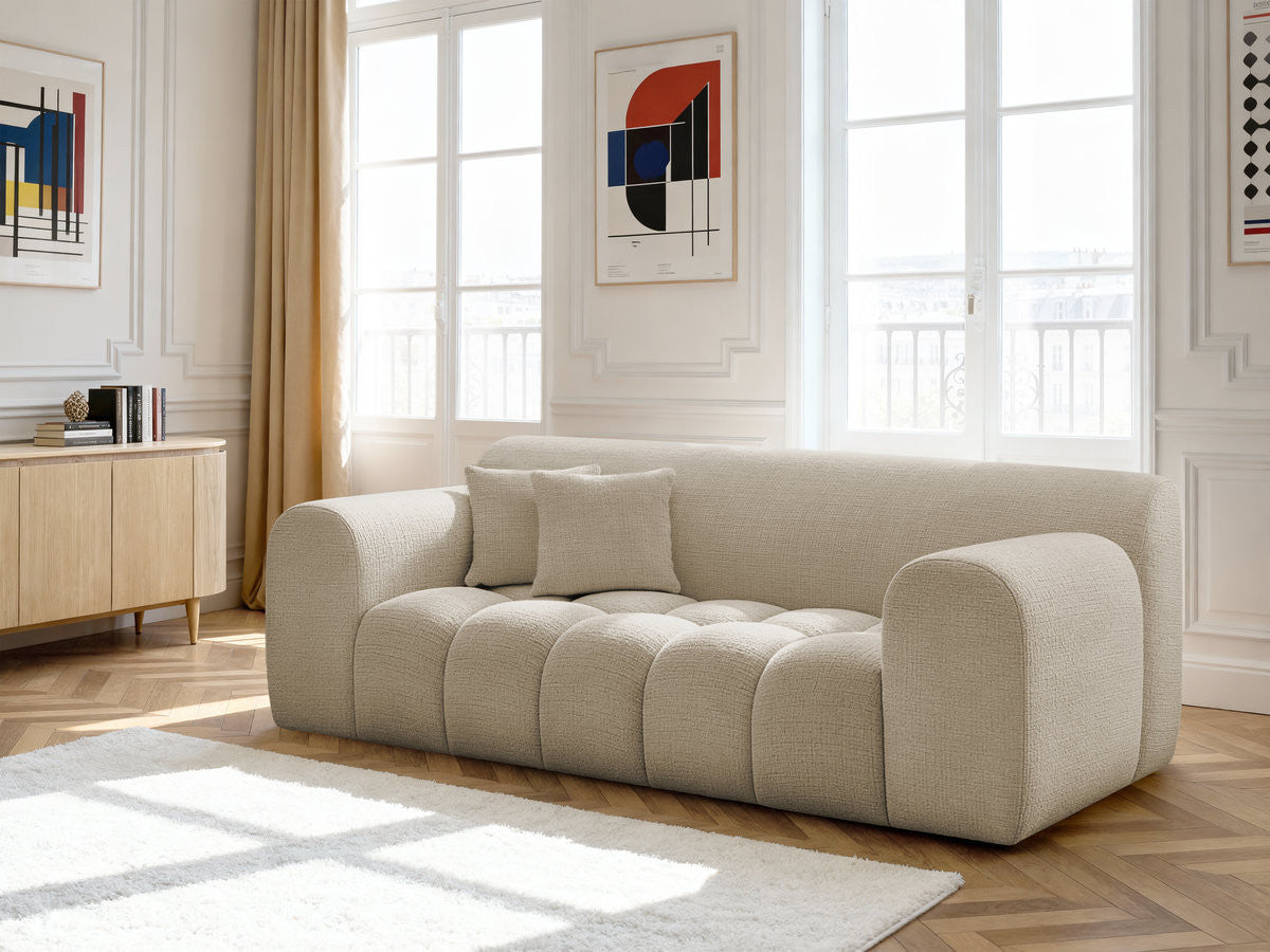 Canapé droit fixe 2 places MELISSE tissu texturé