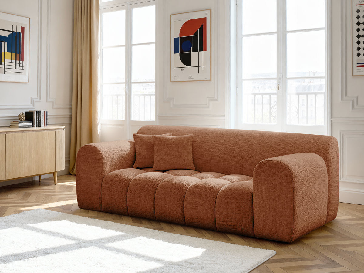 MELISSE 2-zits vaste rechte bank in structuurstof