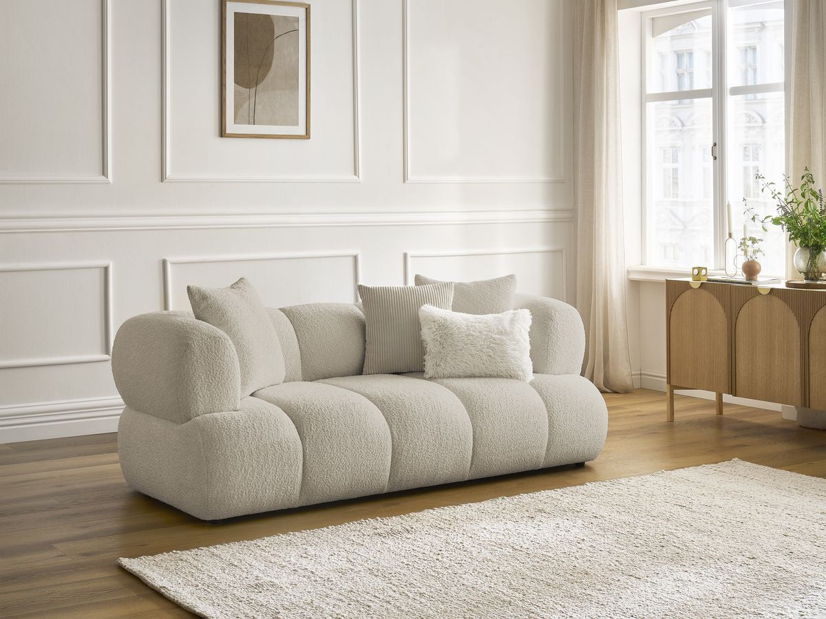 Canapé droit fixe 2 places PAMIRA tissu bouclette