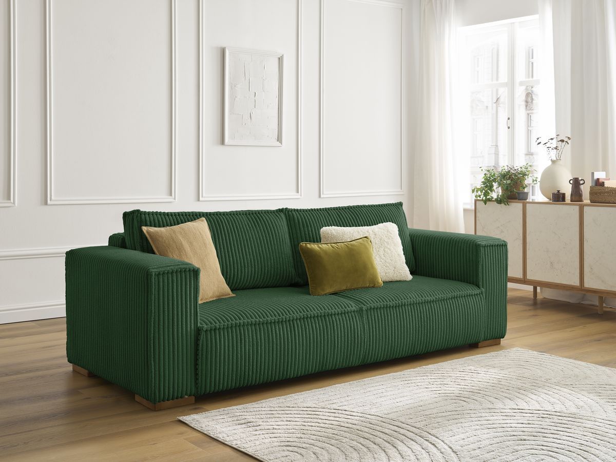 Canapé droit fixe 3 places CHELSEA gros côtelé doux