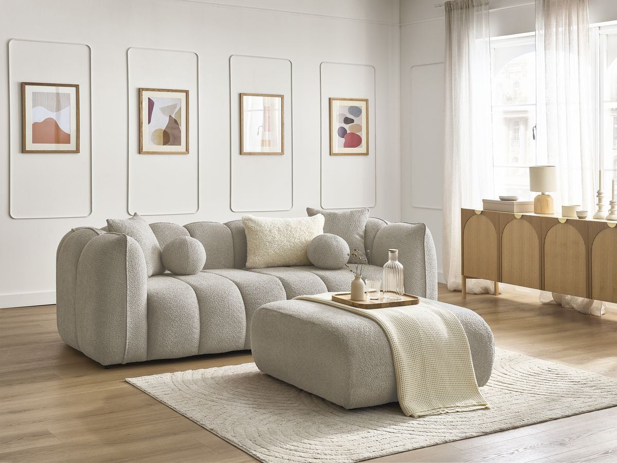 Canapé droit fixe 3 places DENVER avec pouf