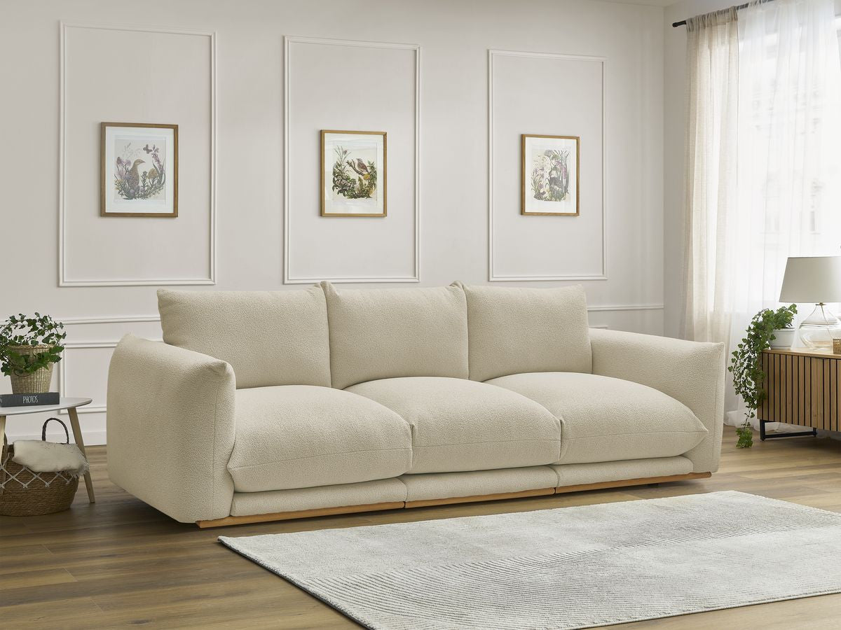 ERNEST vaste 3-zits rechte bank in badstof