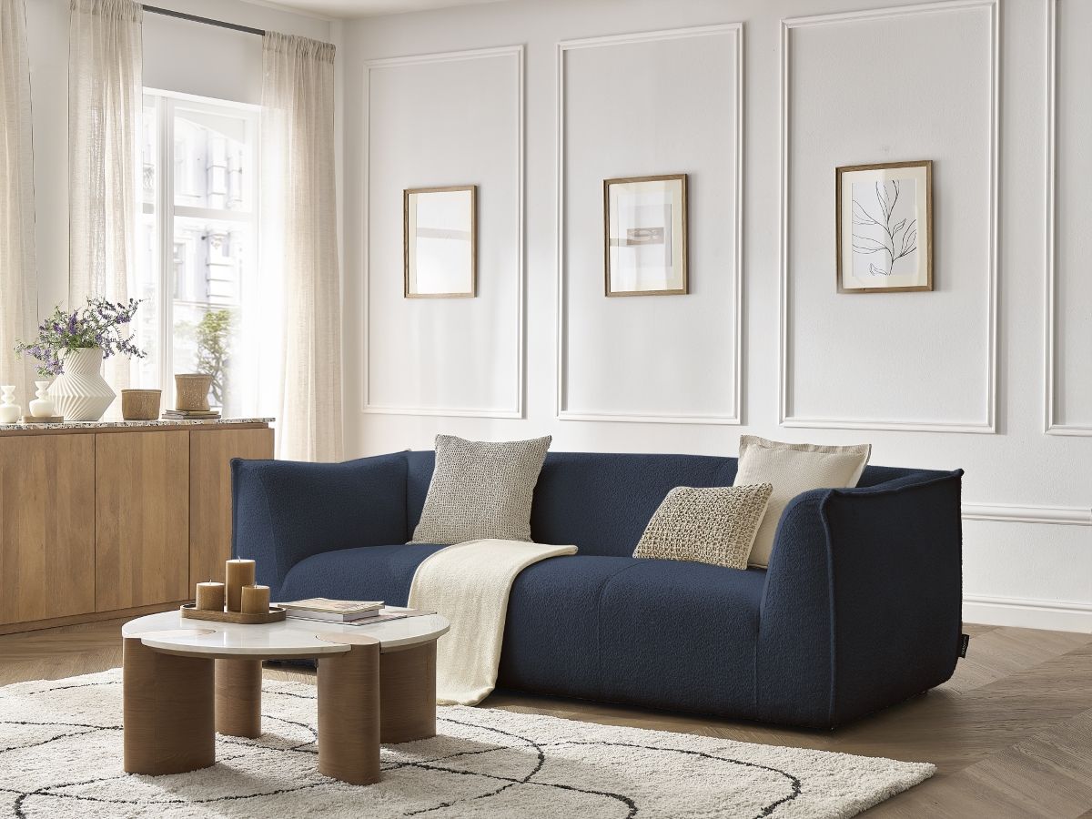 GIORGIA vaste 3-zits rechte bank in badstof