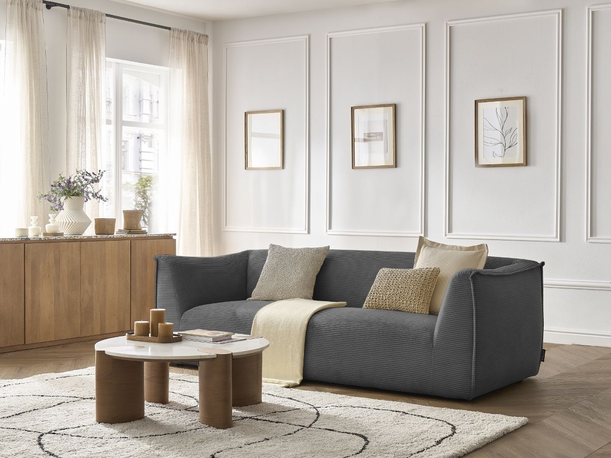 GIORGIA vaste 3-zits rechte bank in corduroy