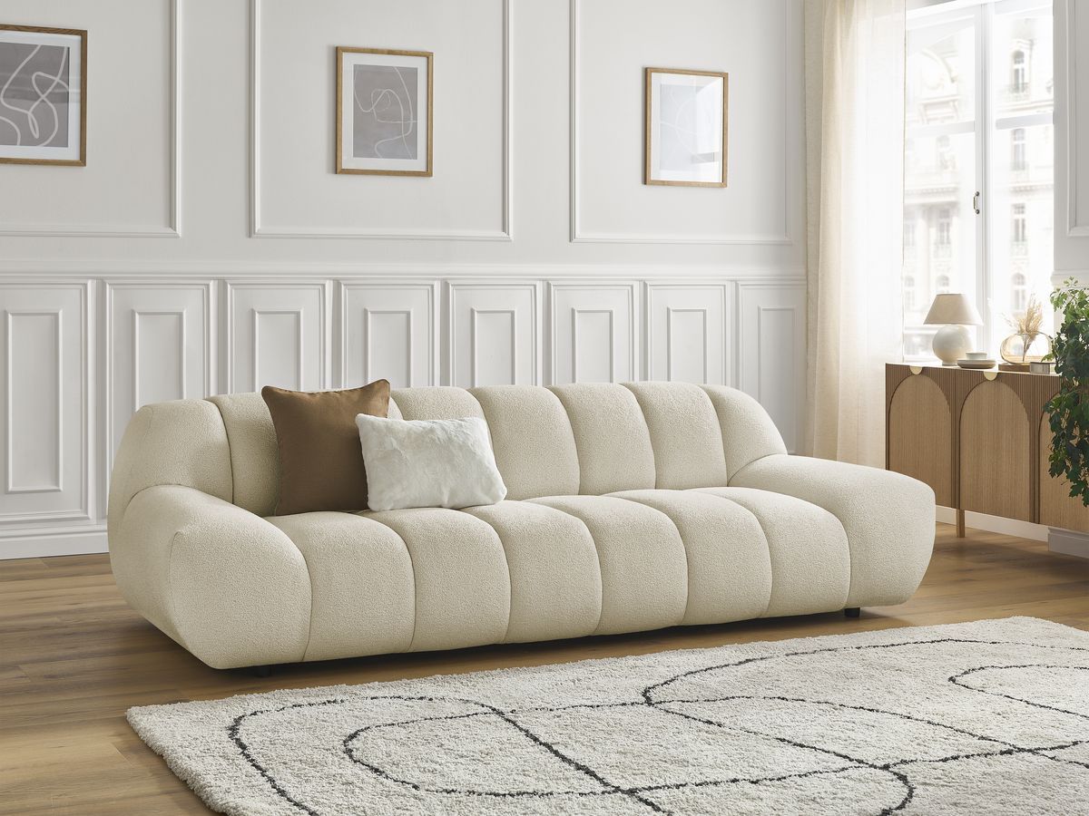 HAYDEN vaste 3-zits rechte bank in badstof